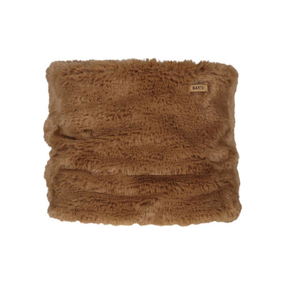Barts Filippa col sjaal in bruine teddy fleece met logo label - warme col voor dames