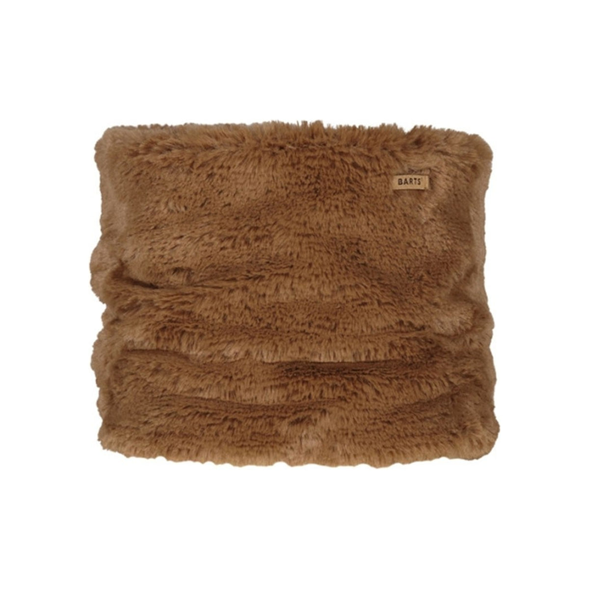 Barts Filippa col sjaal in bruine teddy fleece met logo label - warme col voor dames