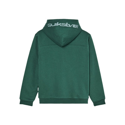 Groene Quiksilver hoodie met capuchon en merklogo, achterkant view - sportieve trui voor heren