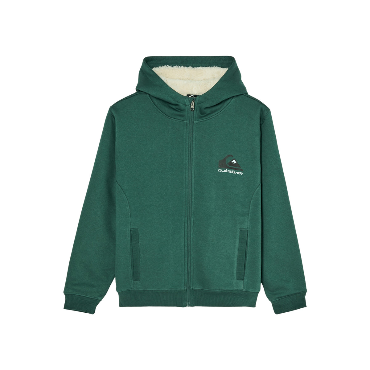 Groene hoodie met rits en fleece voering, kangoeroe zakken en capuchon voor heren en dames