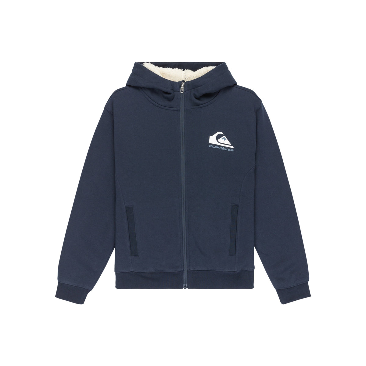 Donkerblauwe Quiksilver hoodie met rits en logo voor jongens