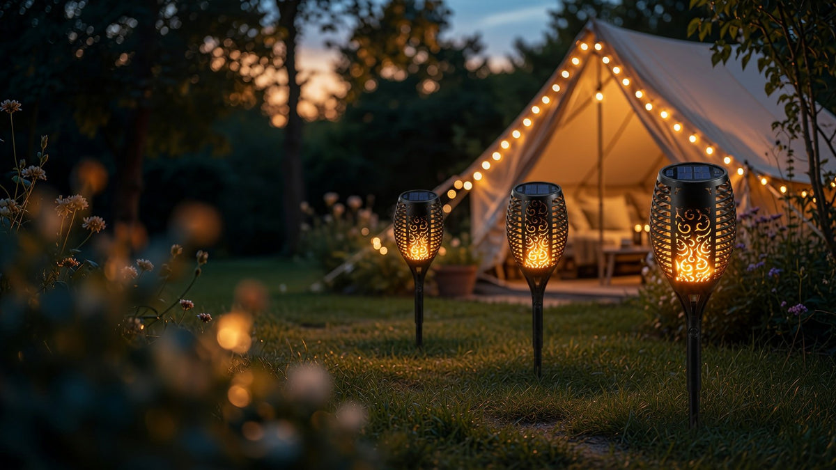 ALPINOX Solar Flame Tuinfakkel Set van 4 LED Tuinverlichting IP65