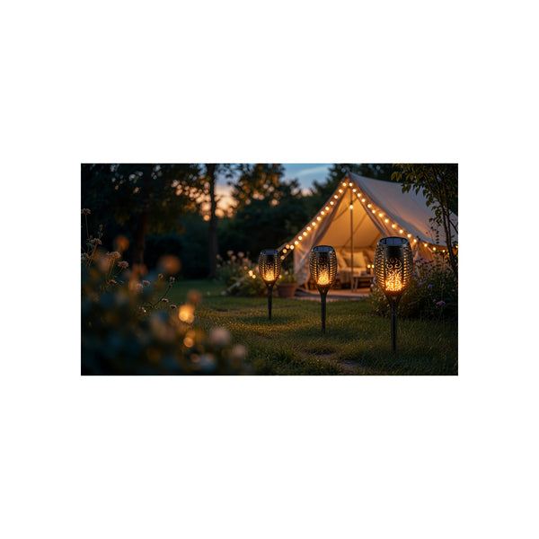 ALPINOX - Solar Flame 80 LEDS Tuinfakkel - Set van 4 - LED Tuinverlichting IP65