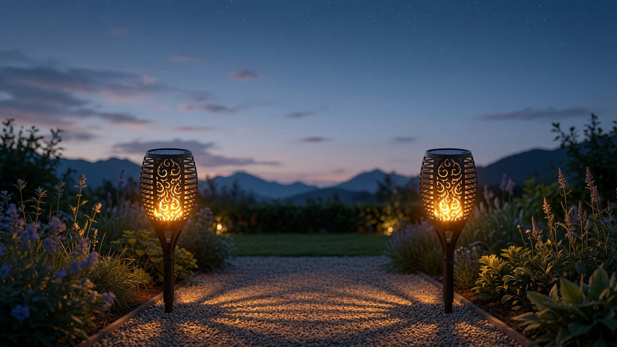 ALPINOX Solar Flame Tuinfakkel Set van 4 LED Tuinverlichting IP65
