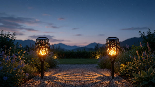 ALPINOX Solar Flame Tuinfakkel Set van 4 | LED Tuinverlichting IP65