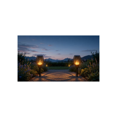 ALPINOX - Solar Flame 80 LEDS Tuinfakkel - Set van 4 - LED Tuinverlichting IP65