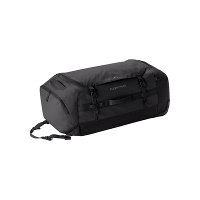 Zwarte waterdichte duffel bag met draaghandvatten en verstelbare schouderbanden
