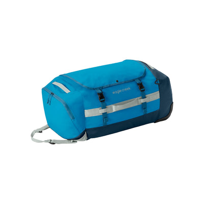 Blauwe Eagle Creek duffel reistas met reflecterende strepen en handige draaggrepen